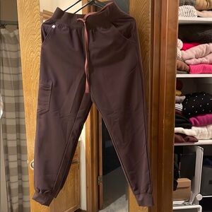Figs Brown Track Pants Relaxed Fit Joggers